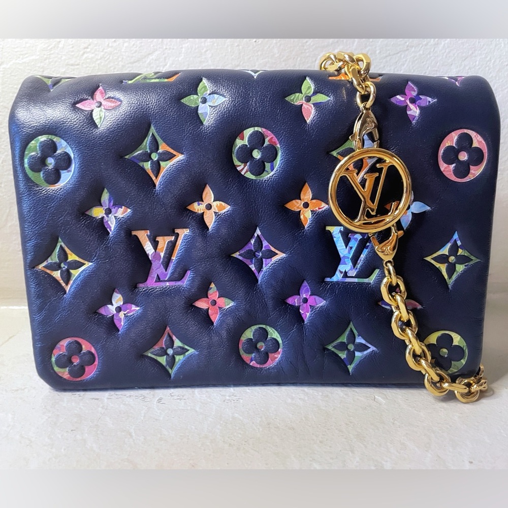 Louis Vuitton Multicolor Lambskin Embossed Monogram LV Garden l Coussin Navy - Picture 5 of 17